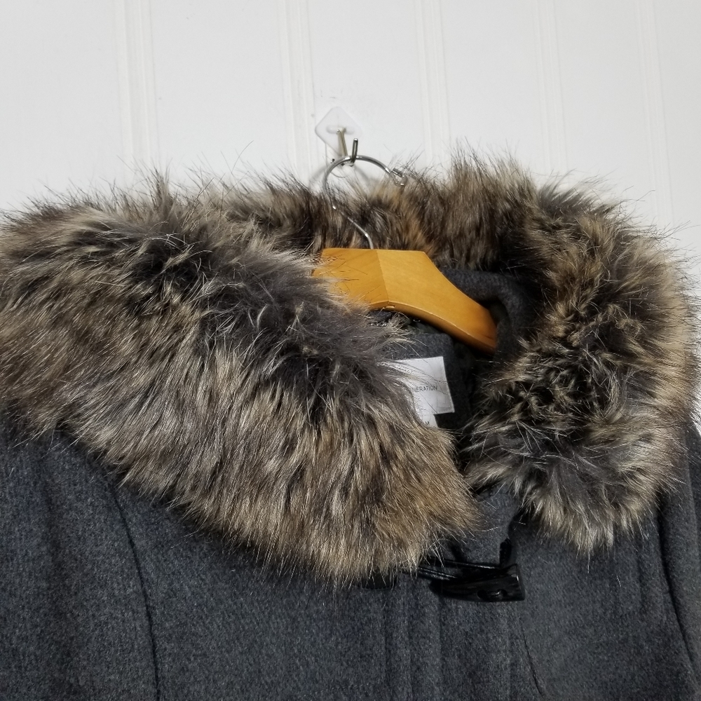 Bcbgeneration Charcoal Wool Blend Toggle Coat Fau… - image 5